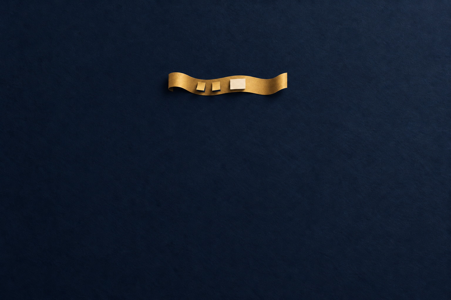 A small ivory appointment block rests on a folded gold strip with open space before and after it, preceded by two separate reminder tabs.