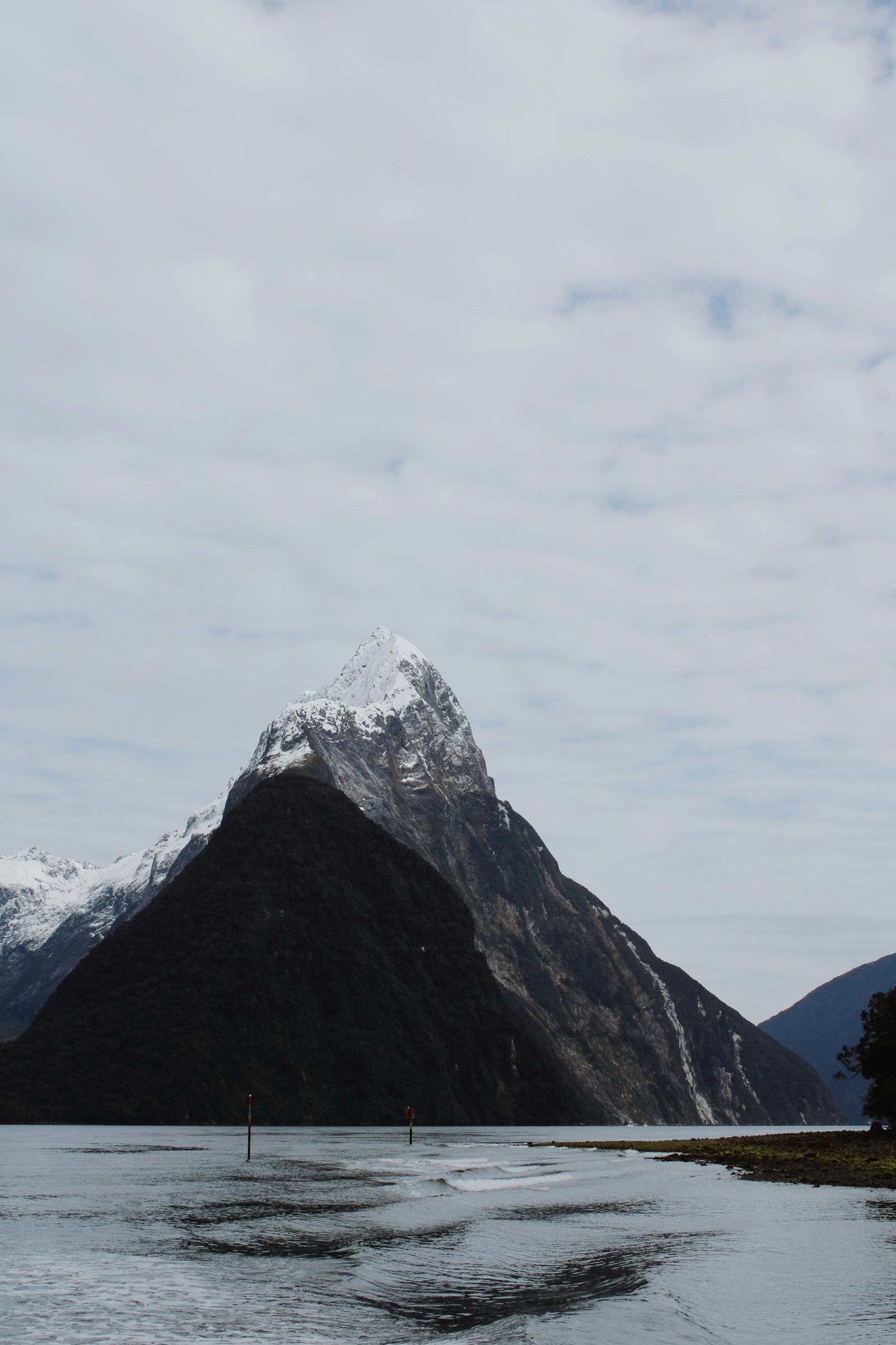 Mitre Peak rising out of Milford Sound, Fiordland